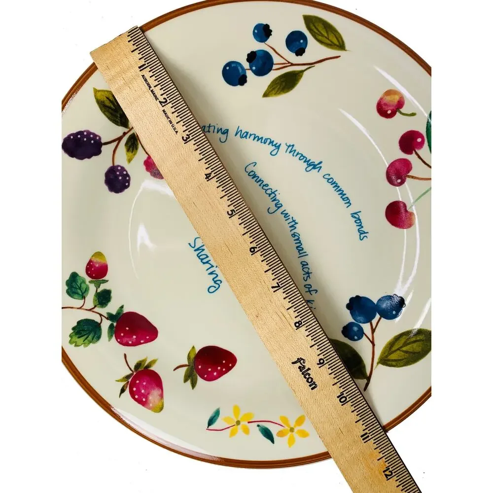 Longaberger Berry Serving Plate 10 inch Cream Fruit Motif Verse 31144‎